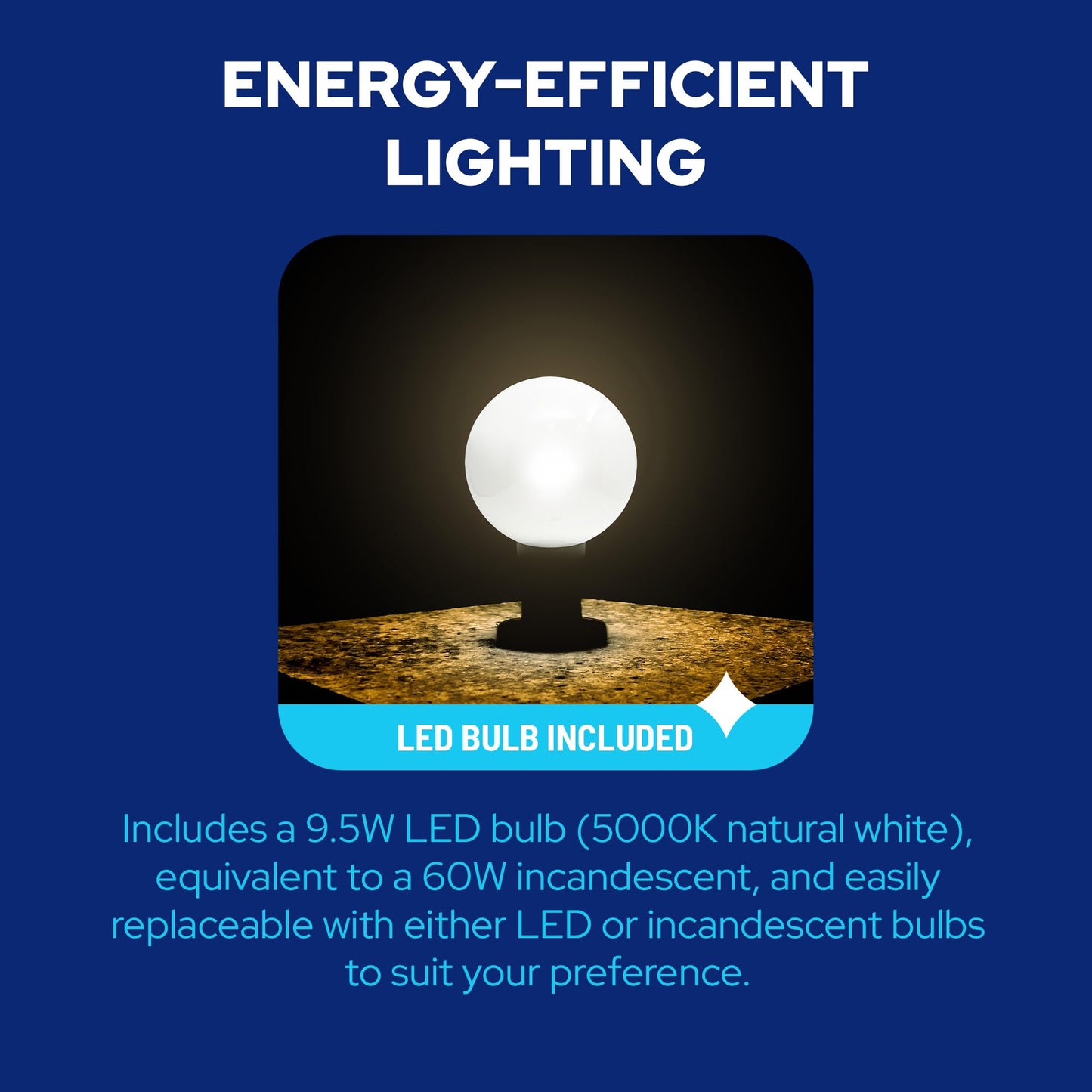Kastlite Lamp Post Globe Combo Lighting Fixture | 12 White Acrylic Lens With Black Fitter & Twist Lock Mounting | Fits 3 Diameter Posts (Not Included) | Comes With With 5000K Led Bulb