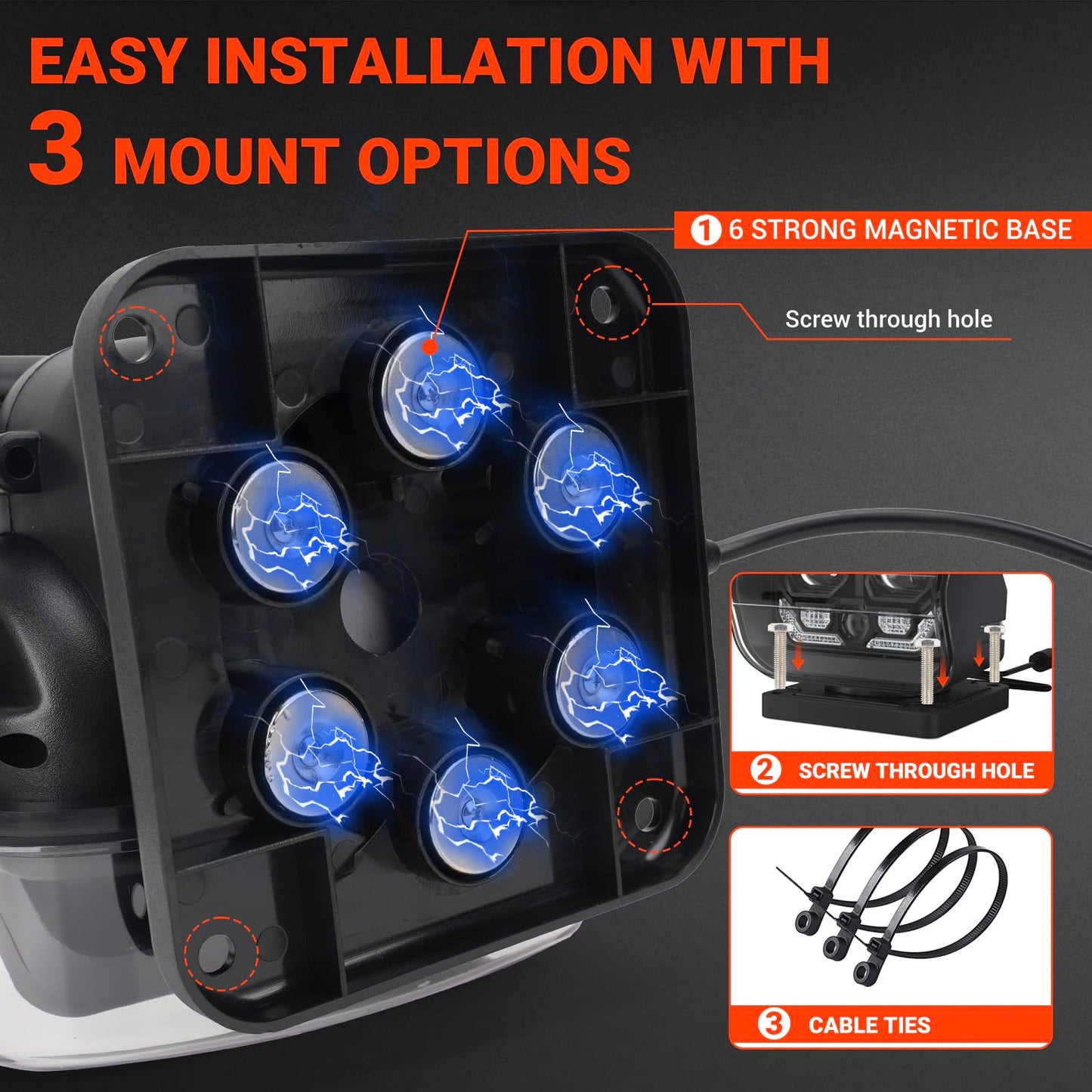 Suparee Remote Control Led Spotlight  60W 5000Lm Outdoor Led Searchlight Auto-Reset 360Rotation For Boat Truck Offroad Marine Wireless Magnetic Spot Light  (6 Strong Magnets & Automatic Searching)