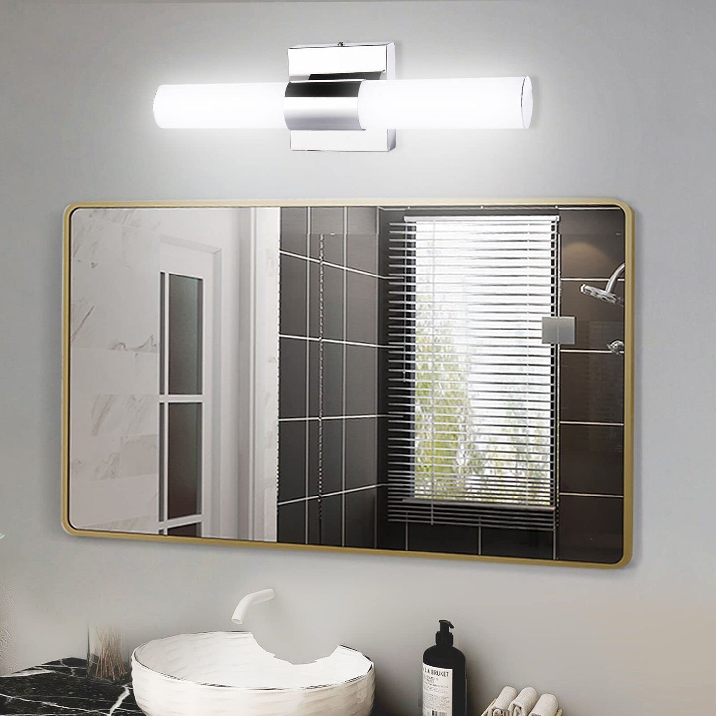 Trlife Dimmable Led Bathroom Light Fixture, 18.1 Stainless Steel, 10W Cool White 6000K, Model Vanityled-46Cm