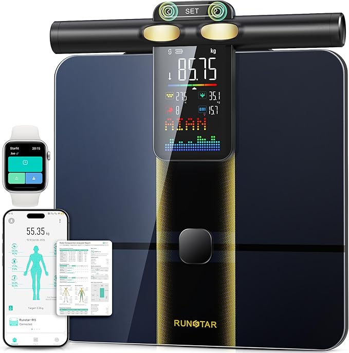 RunStar Smart Scale for Body Weight and Fat Percentage, 8 Electrodes High Precision Body Composition Scale with Set Functi...