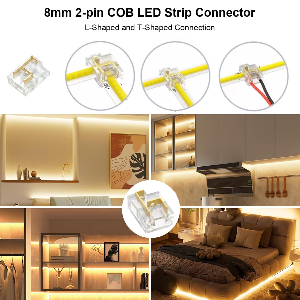 Wefomey 65.6Ft Cob Led Strip Light With Remote  3000K Dimmable Bright Warm White Led Lights Strip  Flexible Dc24V Led Tape Light For Bedroom  Kitchen  Diy Lighting (2 Rolls Of 32.8Ft)