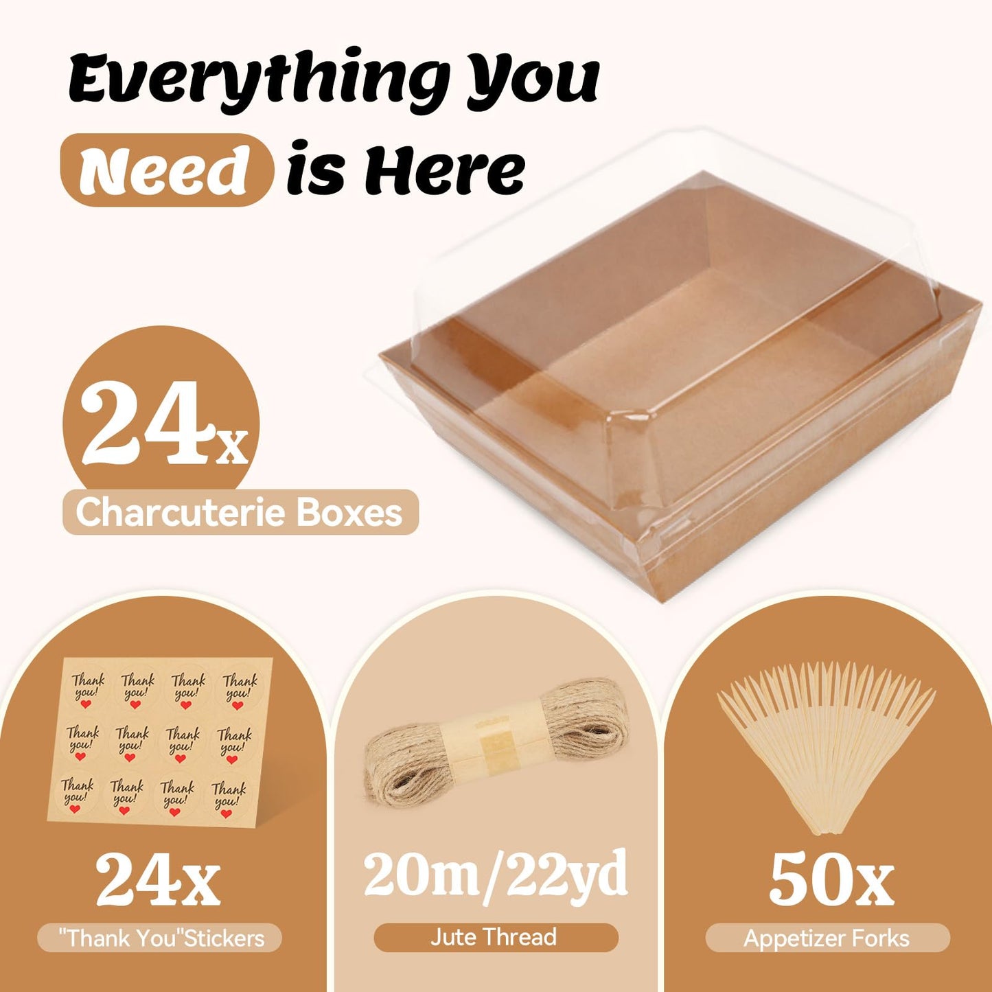 ZYFOTZUN 24 Pack Small Charcuterie Boxes with Clear Lids, Paper Mini Charcuterie Box To Go, Disposable Food Container with Lid, Dessert Boxes for Sandwich, Cookie, Sushi, Cake Slice, and Strawberries