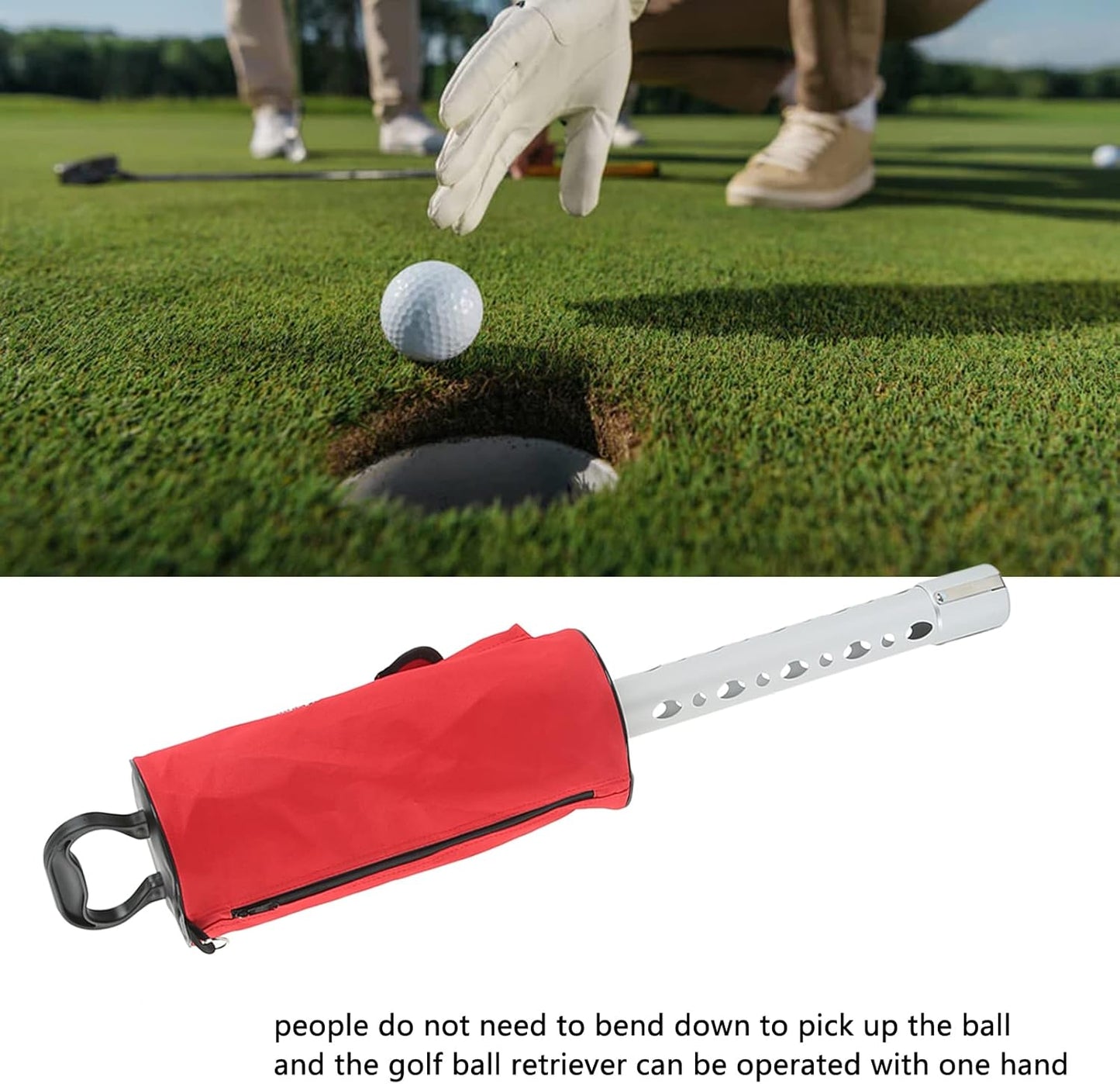 Golf Ball Retriever, Large Capacity Shag Bag with Aluminum Alloy Tube, Portable Golf Ball Shagger for Indoor Outdoor Course