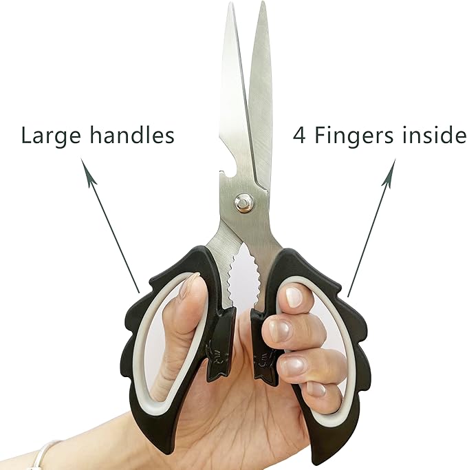 Livin Angel Wings Cat Style Kitchen Ambidextrous Scissors for Women, Large Grip Openings Utensils, Halloween Kitchen Accessories for Vegetables Meat Cutting, Comfortable Ergonomic Fit for Office