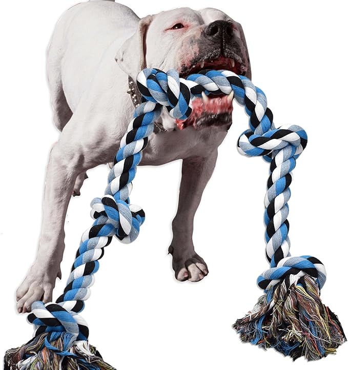LECHONG Dog Toys for Aggressive Chewers Tough Rope Chew Toys for Large and Medium Dog 3 Feet 5 Knots Indestructible Cotton...