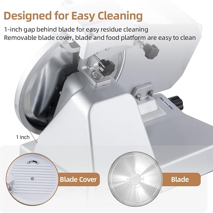 Meat Slicer Machine, 10 inch 240W Commercial Meat Slicer, Frozen Meat Cheese Deli Slicer with 0-13mm Adjustable Thickness, Chromium Plated Semi-Auto Food Slicer for Commercial & Home