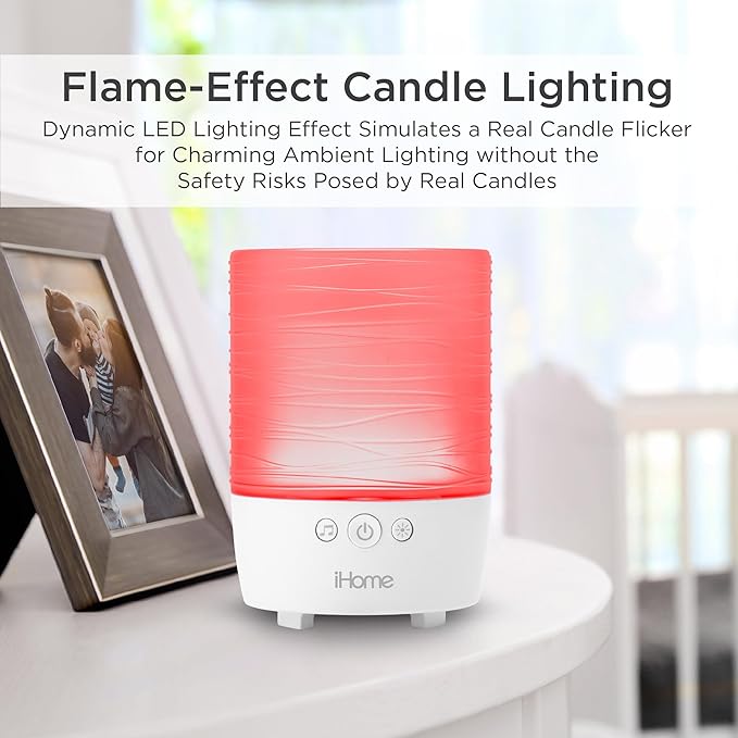 iHome Zenergy Candle Portable Bluetooth Meditative Light and Sound Therapy Candle with Candle Effect, Sound Therapy, and Breathing Guide