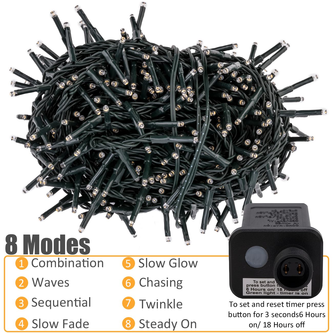 Ogrmar 82 Ft 1000 Led Christmas Cluster Lights 8 Modes Christmas String Lights With Timer Function & Connectable For Xmas Home Garden Wedding Party Xmas Tree Indoor Outdoor Decor (1000  Warm White)