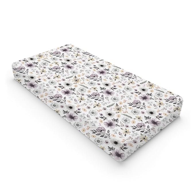 Boho Spring Flowers Leaves Baby Changing Pad Covers Boy Girl 32''x16'' Antique Floral Fitted Diaper Change Table Pad Mats Vintage Wild Floral Garden Soft Breathable Nursery Cradle & Bassinet Sheets