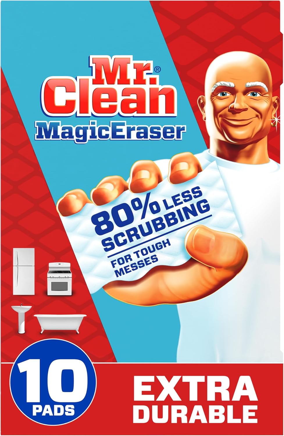 Mr. Clean Magic Eraser, Extra Durable | Multi Purpose Cleaner | 10 Count, Pack of 4