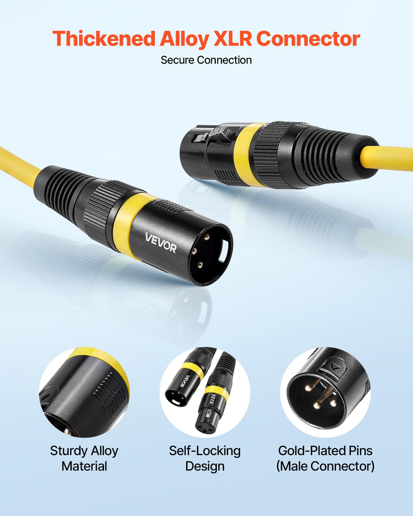 Vevor Xlr Cable 25 Ft, 4 Pack, Shielded Balanced Dmx Male To Female Microphone Cables, Gold-Plated 3-Pin Xlr Mic Speaker Cord Wi