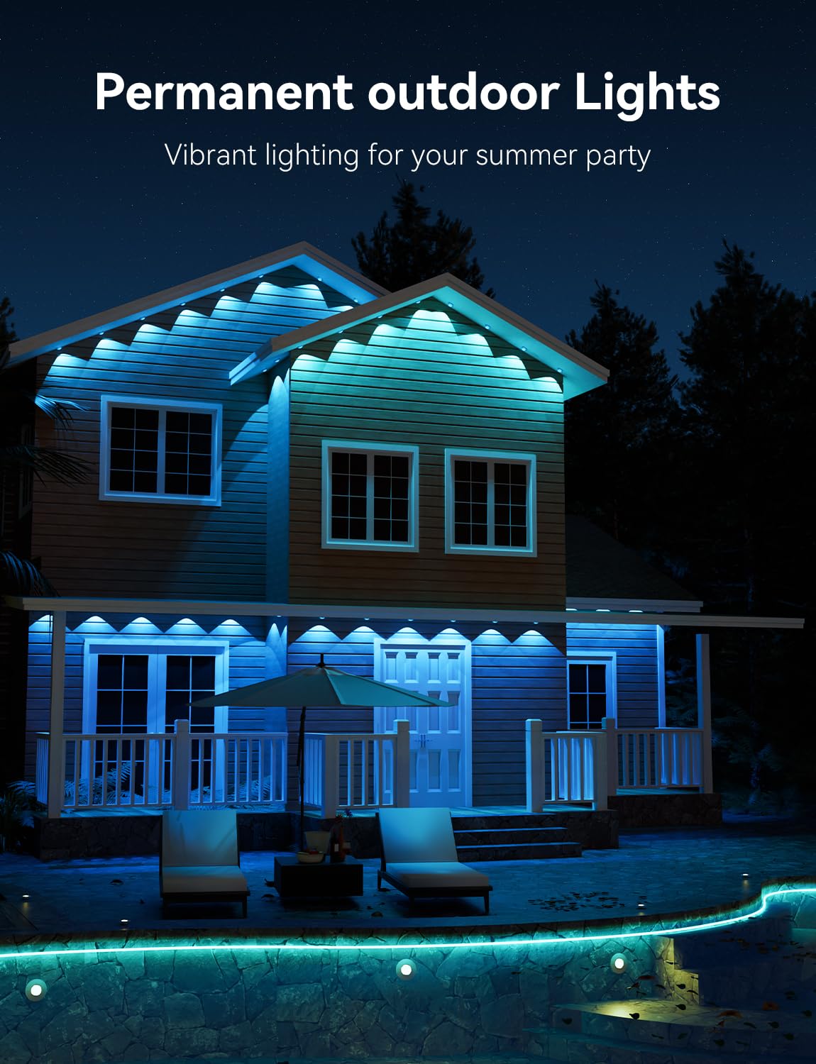 lemonrole 200FT RGB Eaves Lights - App Control, IP67 Waterproof, Multicolor, Model 3030