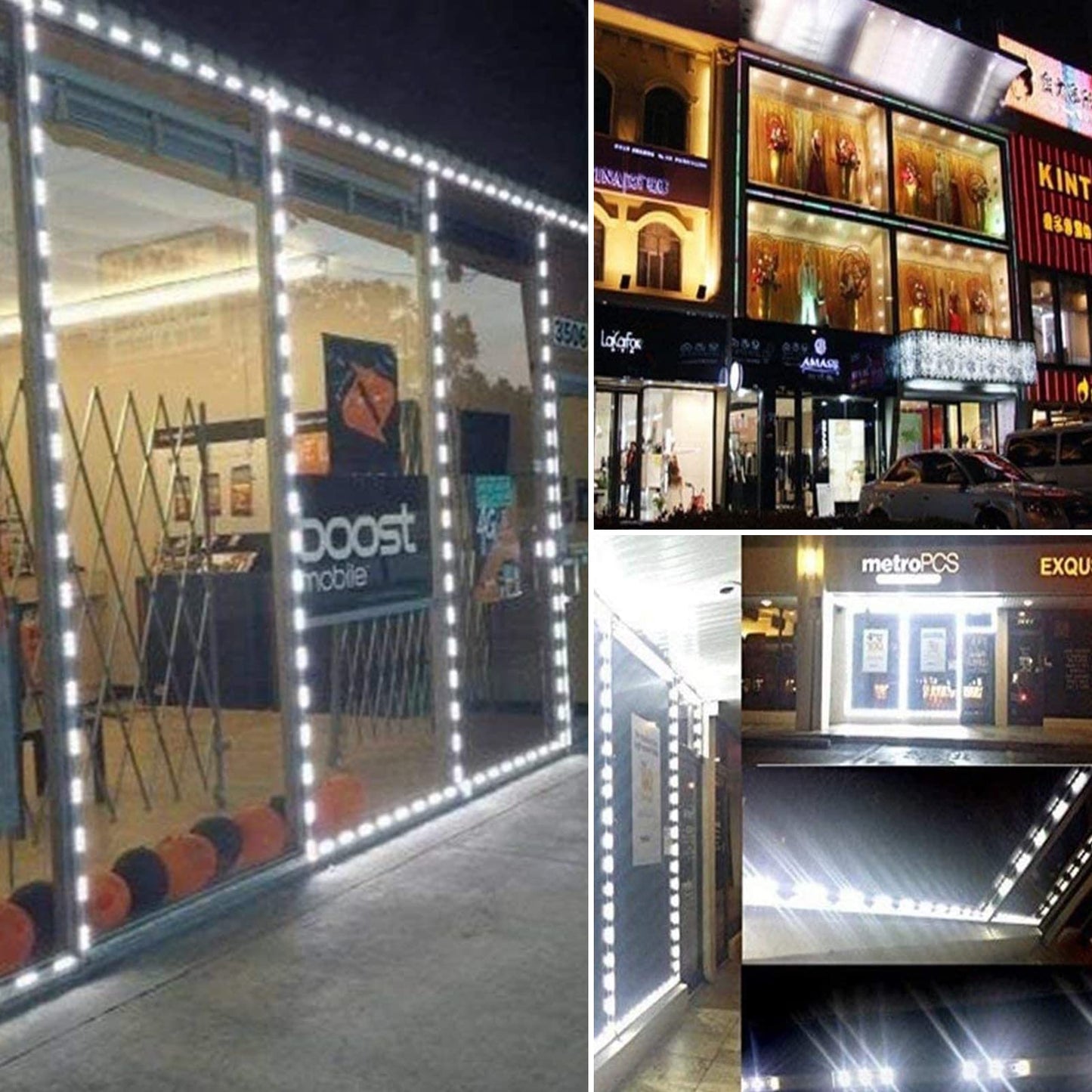 Pomelotree Led Window Lights, 20Ft Waterproof 5050 Led Module, 2-Pack, White, Ideal For Business Advertising And Storefront Displays