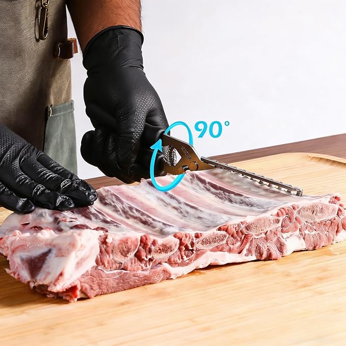 Rib Membrane Remover, Stainless Steel Cooking Accessories, Ergonomic BBQ Accessories, Dishwasher Safe Grilling Accessories, Christmas for Men (Black)