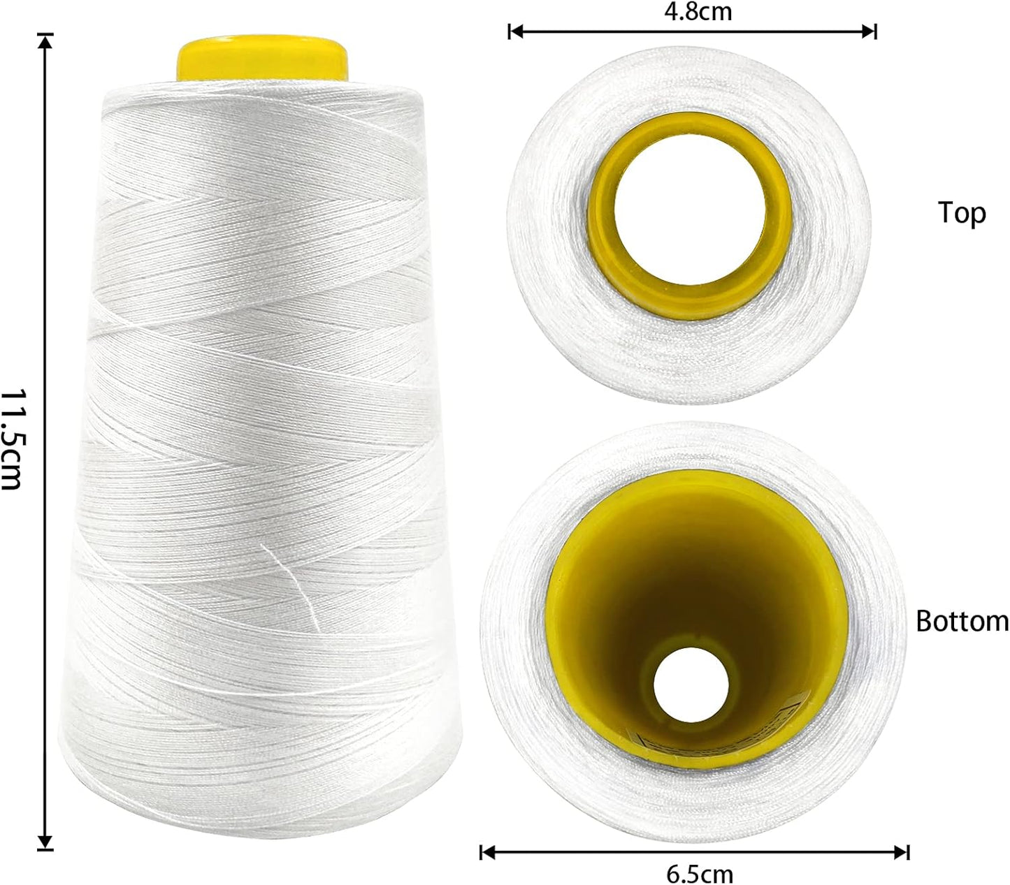 Tortoise 4 Cones of 3000 Yards Each Spool Thread for All Purpose, Serger, Overlock, Quilting, Sewing Machine - 100% Polyester - 40S/2 White
