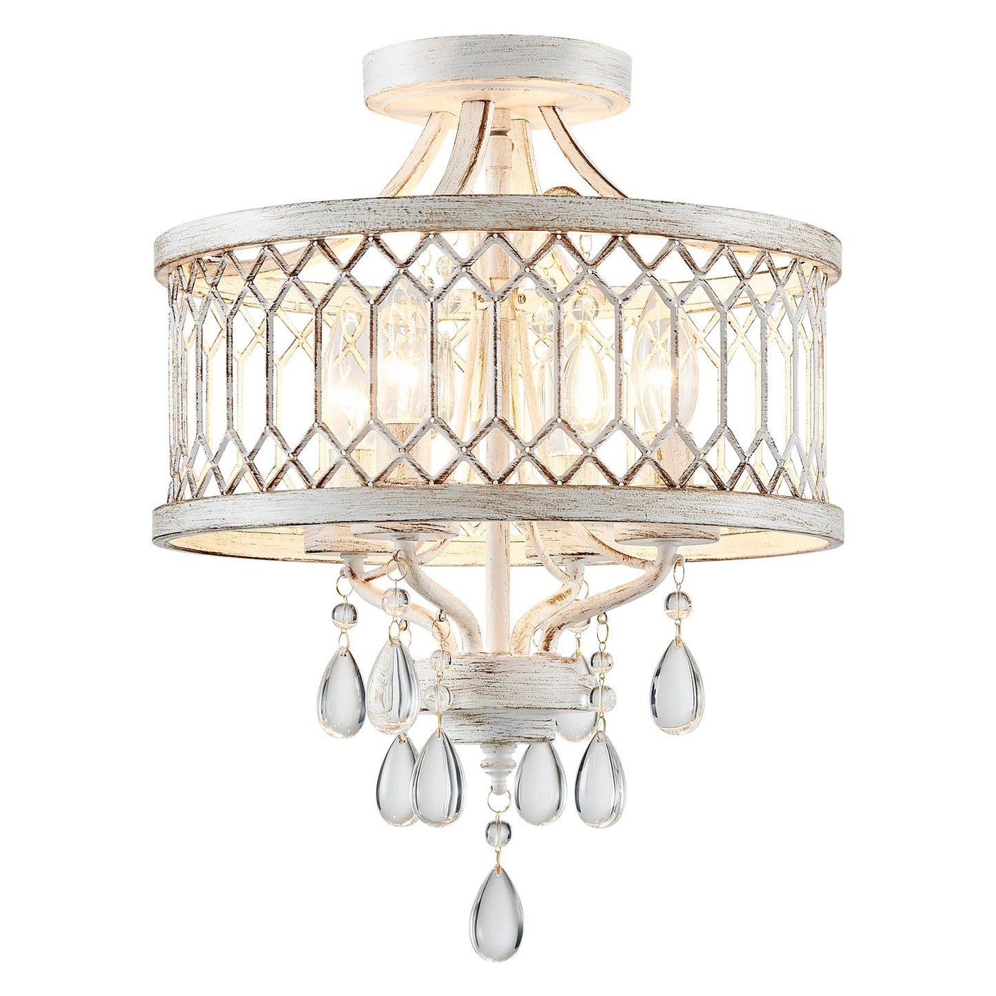 Crystal Ceiling Light Fixture  Modern Semi Flush Mount Ceiling Light  Farmhouse Crystal Chandeliers For Dining Room Light Fixture  Hallway Lighting Fixtures For Kitchen Bedroom Bathroom Foyer Entryway