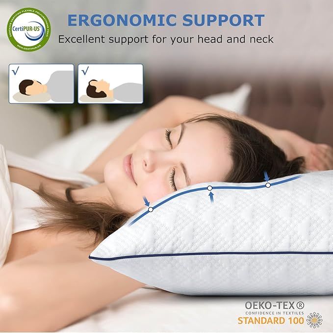 Cooling Bed Pillows King Size Set of 2 for Sleeping, Adjustable Shredded Memory Foam Pillows for Side Back Stomach Sleepers -Luxury Gel Pillows Hotel Pillows with Washable Removable Cover
