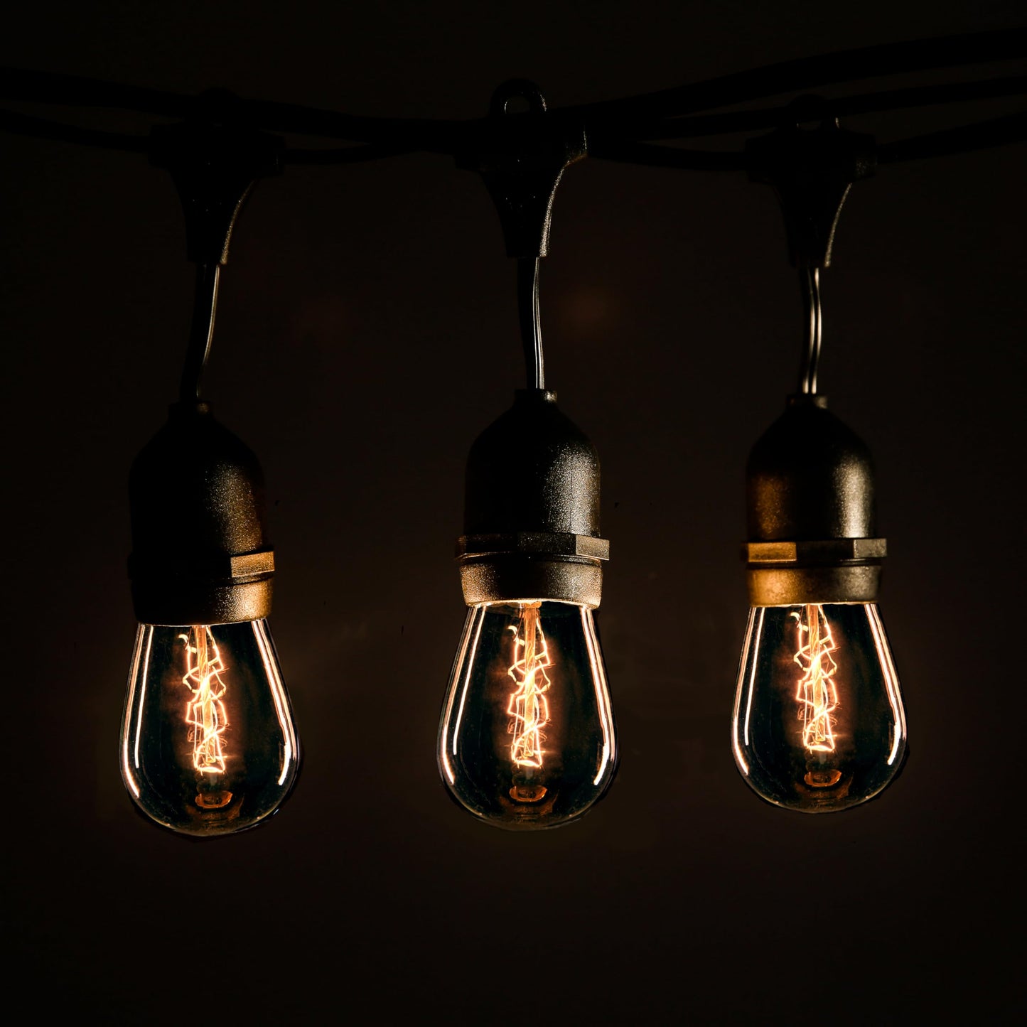 Hometown Evolution  Inc. E26 Outdoor Commercial String Lights With Suspended Socket For Weatherproof Heavy Duty Vintage Outside Lighting (S14 Zig Zag Edison 11 Watt Bulbs  100 Foot 50 Socket)