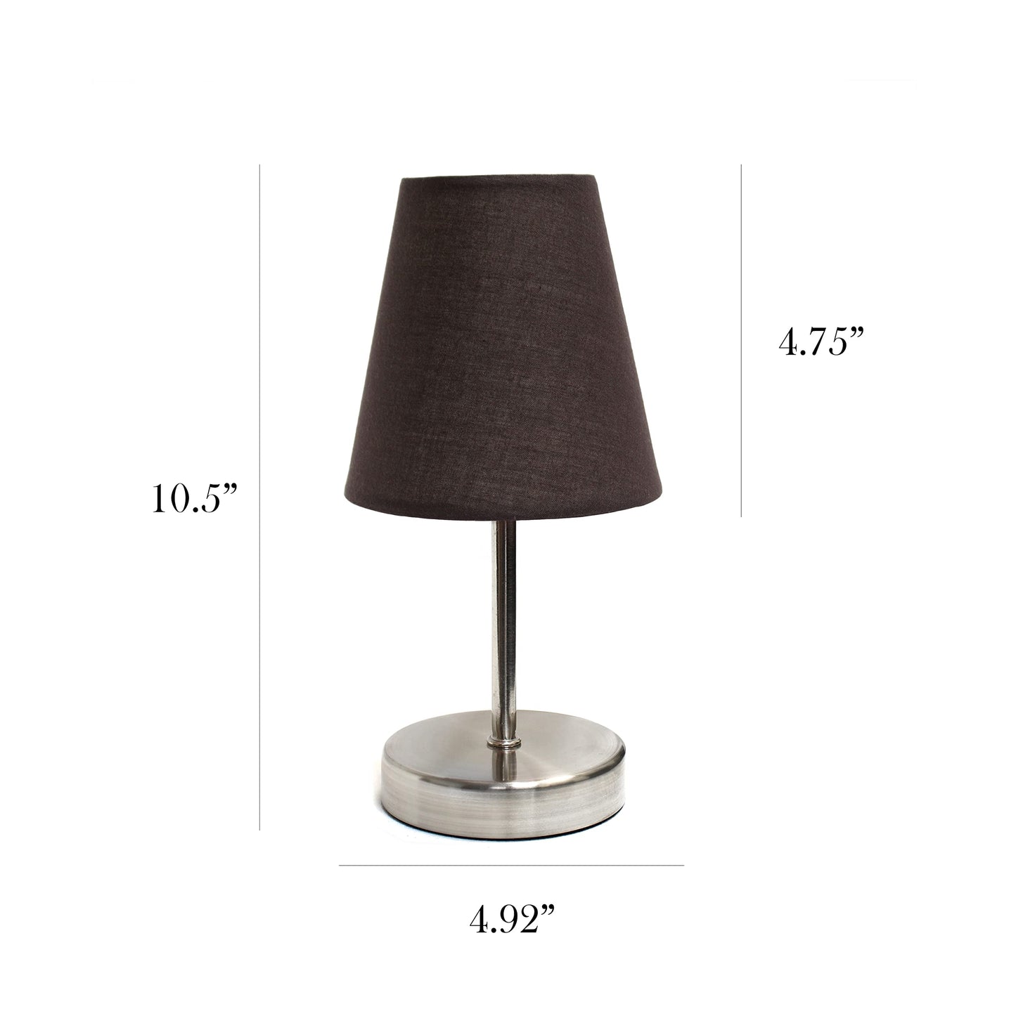 Simple Designs LT2013-BWN-2PK Mini Table Lamp Set, Fabric Shade, Espresso Brown, 4.92 x 4.92 x 10.63 Inches