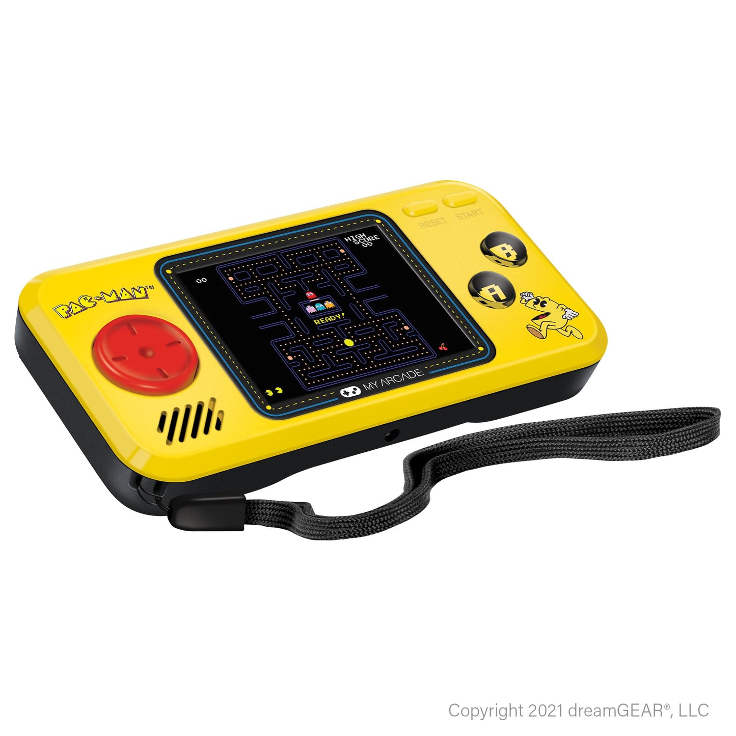 My Arcade Pocket Player Handheld Game Console: 3 Built In Games, Pac-Man, Pac-Panic, Pac-Mania, Full Color Display, Speaker, Volume Controls, Headphone Jack, Battery or Micro USB Powered, Yellow