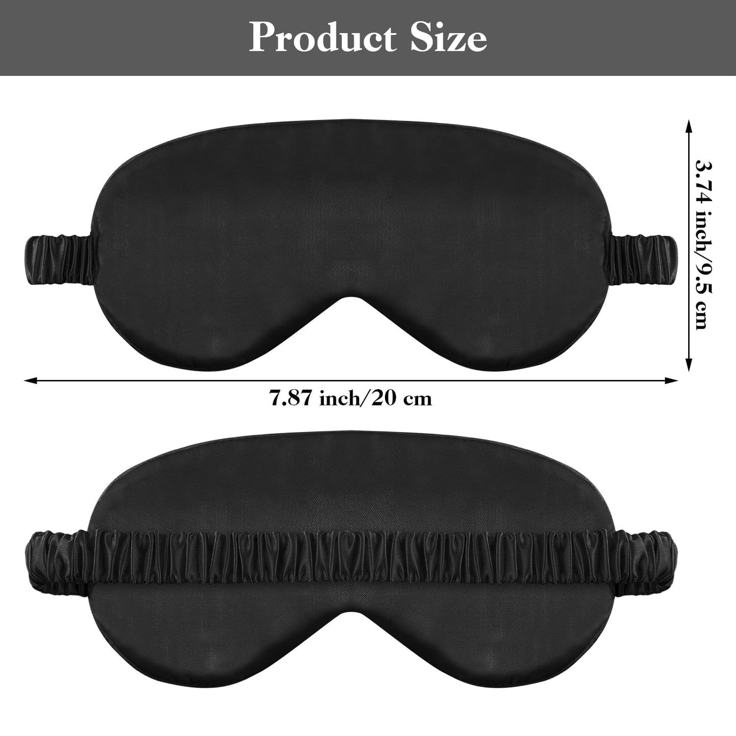 2 Pack Sleep Mask Silk Eye Mask Cover for Sleeping, Soft Satin Blindfold with Elastic Strap, Comfortable Night Sleeping Mask for Women Men (Black)