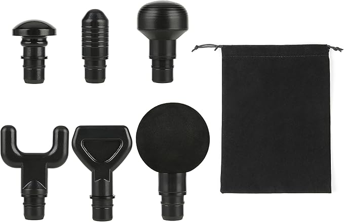 Falafale 6Pcs Massage Heads with Storage Bag, Replaceable Massager Gun Attachment, Massage Gun Deep Tissue Plug&Play Appli...