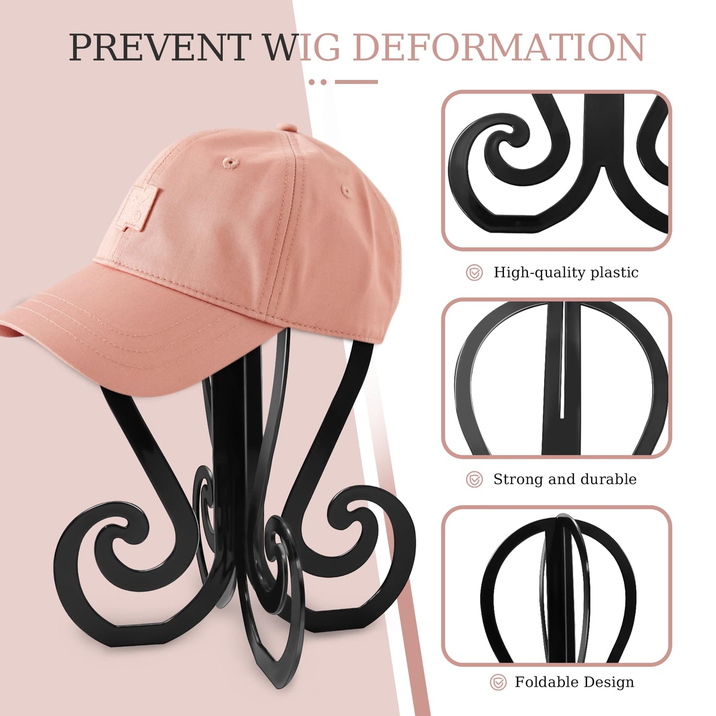 2 Pack Wig Head Stand Portable Collapsible Wig Holder With 4PCS Wig Brush Comb,Travel Wig Holder Comb Set for Women Multiple Wig