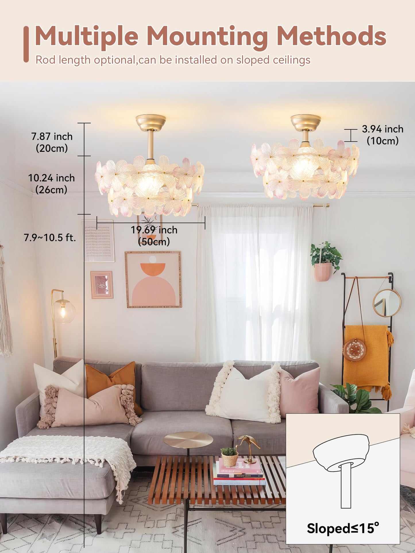 Ymkskj 20 Gold Crystal Fandelier Ceiling Fans With Lights, Gold Flower Chandelier Ceiling Fan With Light Remote Control, Morden