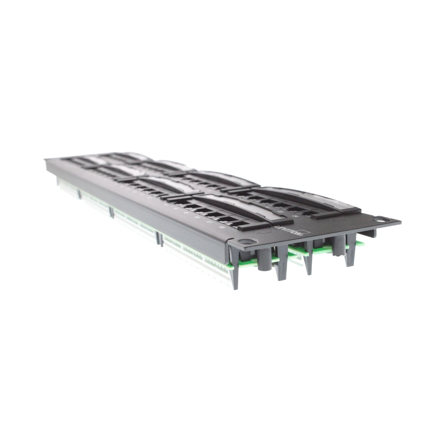 Leviton Gigamax 5E Universal Patch Panel, 48-Port, 2Ru, Cat 5E, Cable Management Bar Included, 5G596-U48, Black