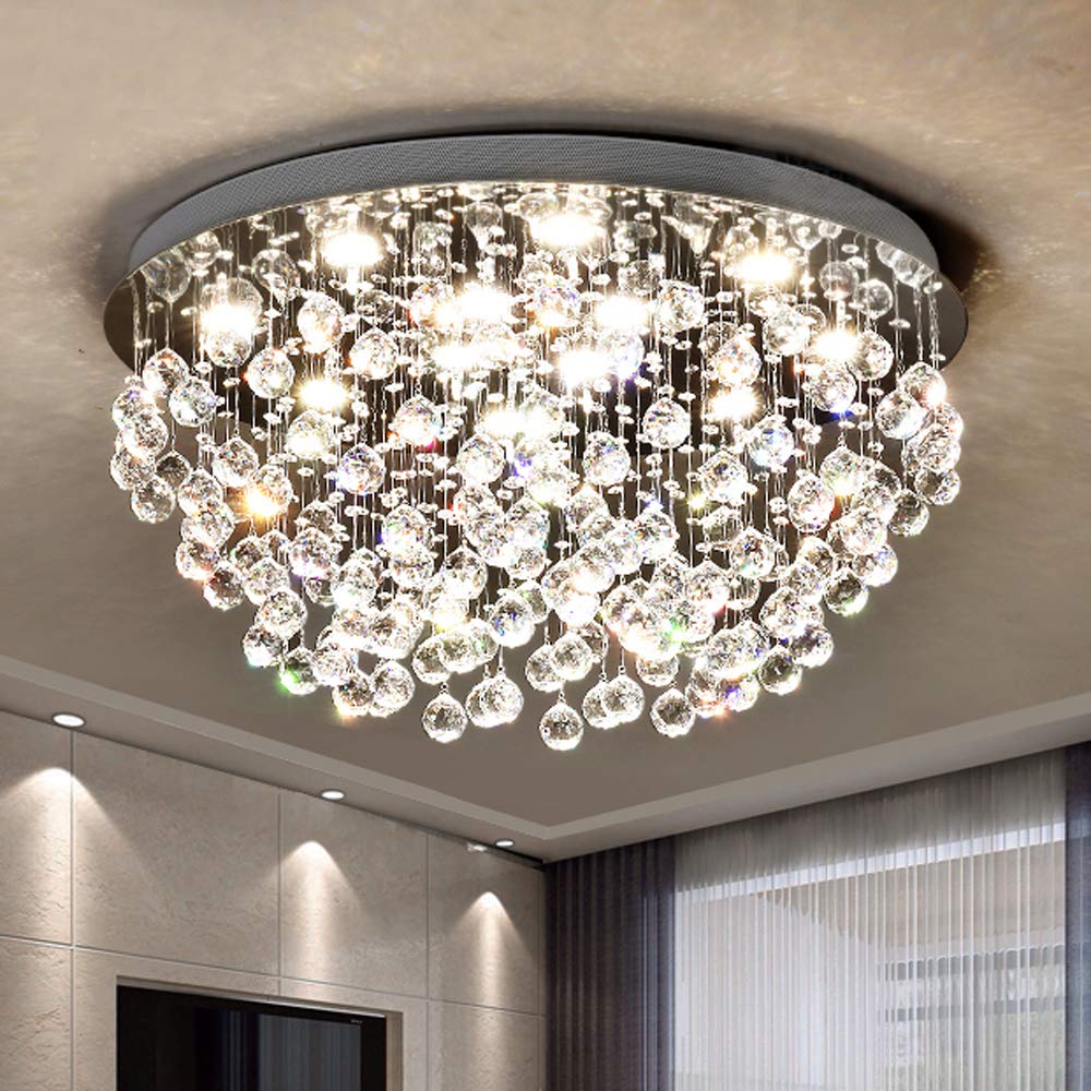 SM Saint Mossi 12-Lights Modern Chandelier K9 Crystal Light Fixture H16 x D28 Silver Model NARF5_02149
