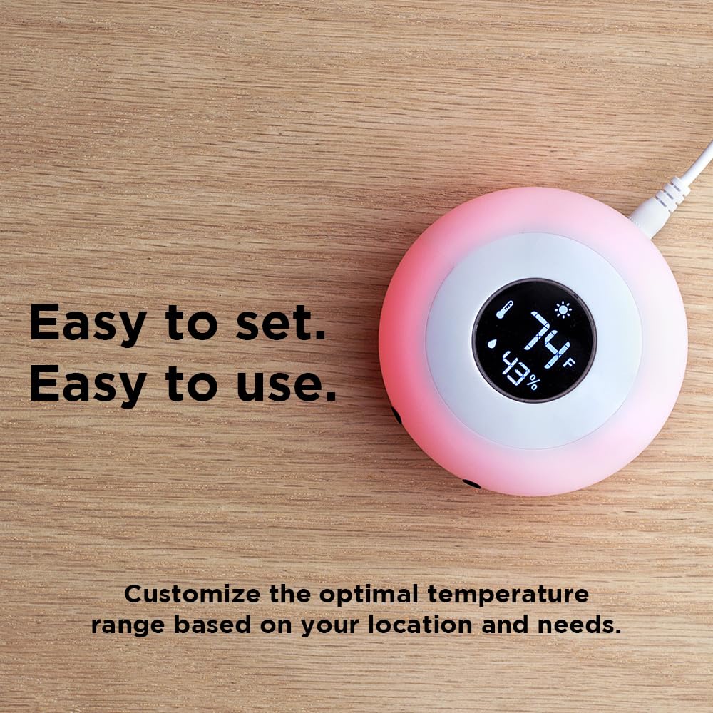 LittleHippo Kelvin Night Light, Color Changing Thermometer & Hygrometer, 1 Count, White, Model KHTH-01
