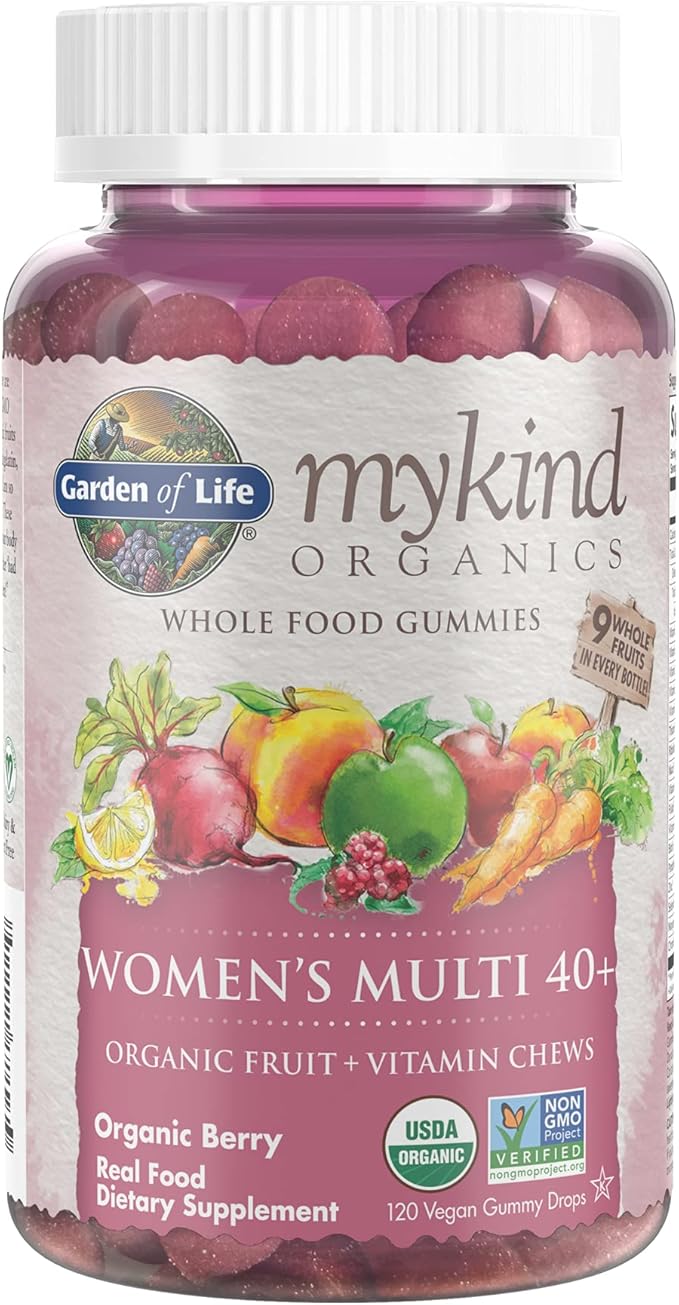 Garden of Life Organics Women 40+ Gummy Vitamins - Berry - Certified Organic, Non-GMO, Vegan & Organics Men's Gummy Vitamins Multi Berry, 120 Count