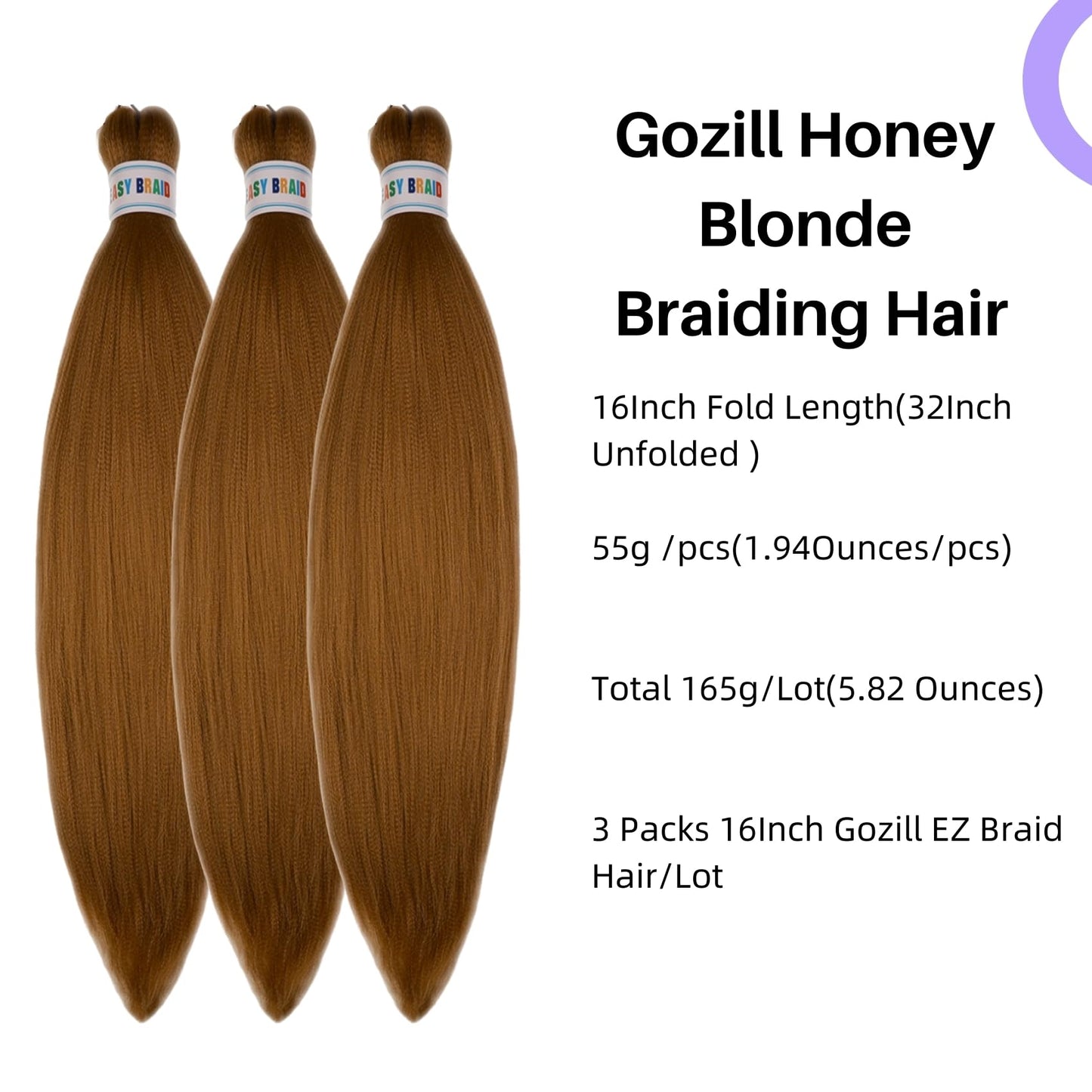 Honey Blonde Braiding Hair Pre Stretched 16 Inch for Knotless Braids 27# Synthetic Box Braiding Hair for Women
