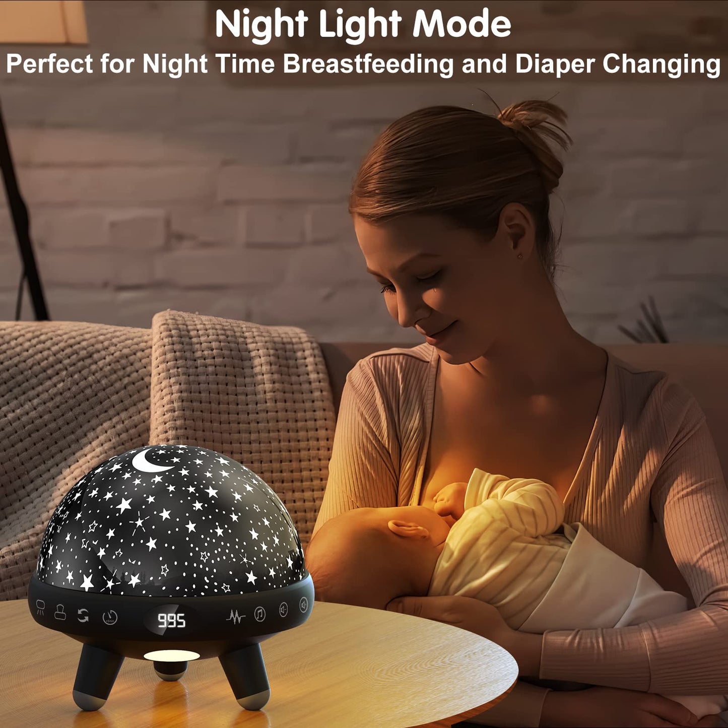 Yachance Kids Night Light Projector With Music, Remote, Timer - Black, Soothing Sounds For Sleep