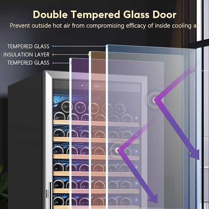 Tylza Wine Fridge 24 Inch, 189 Bottles Large Wine Cooler Refrigerator, Built-in or Freestanding Tall Wine Cooler Commercial with Upgraded Compressor, Low Noise, Fast Cooling