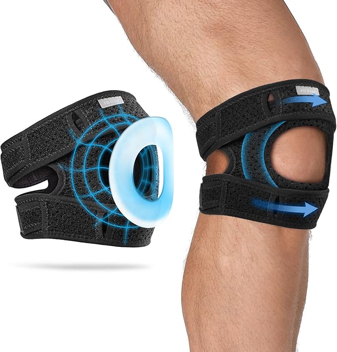 Fit Geno Patella Knee Brace for Women and Men, Patellar Tendon Support Strap with Side Stabilizers, Knee Band with Patella...