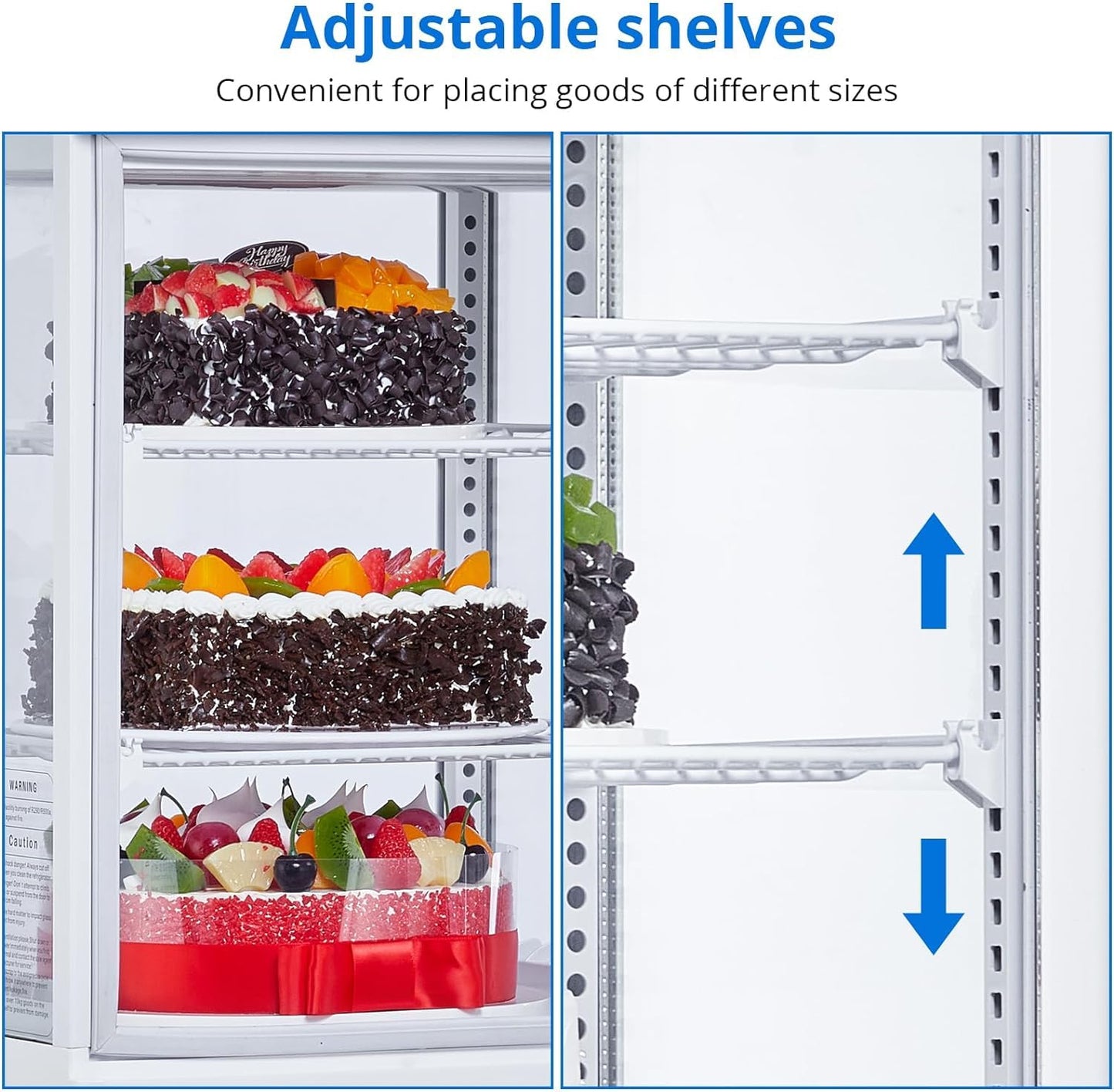 Towallmark Commercial Refrigerator Display Case, 2 Cu.Ft. Countertop Pastry Display Case, Single Door Cake Fridge Bakery Refrigerator with Double-Layered Glass Door and LED Lighting, White