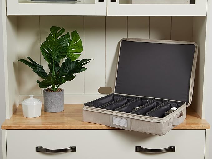 Covermates Keepsakes Flatware Storage Box - Stackable - Reinforced Handles - China Storage, Beige Heather