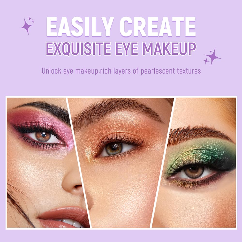 JUAAZIN Copper Browm Roses Pink Shimmer Eyeshadow Double Colors Palette, High Pigment Eye Shadow Powder, Blendable Smooth and Te