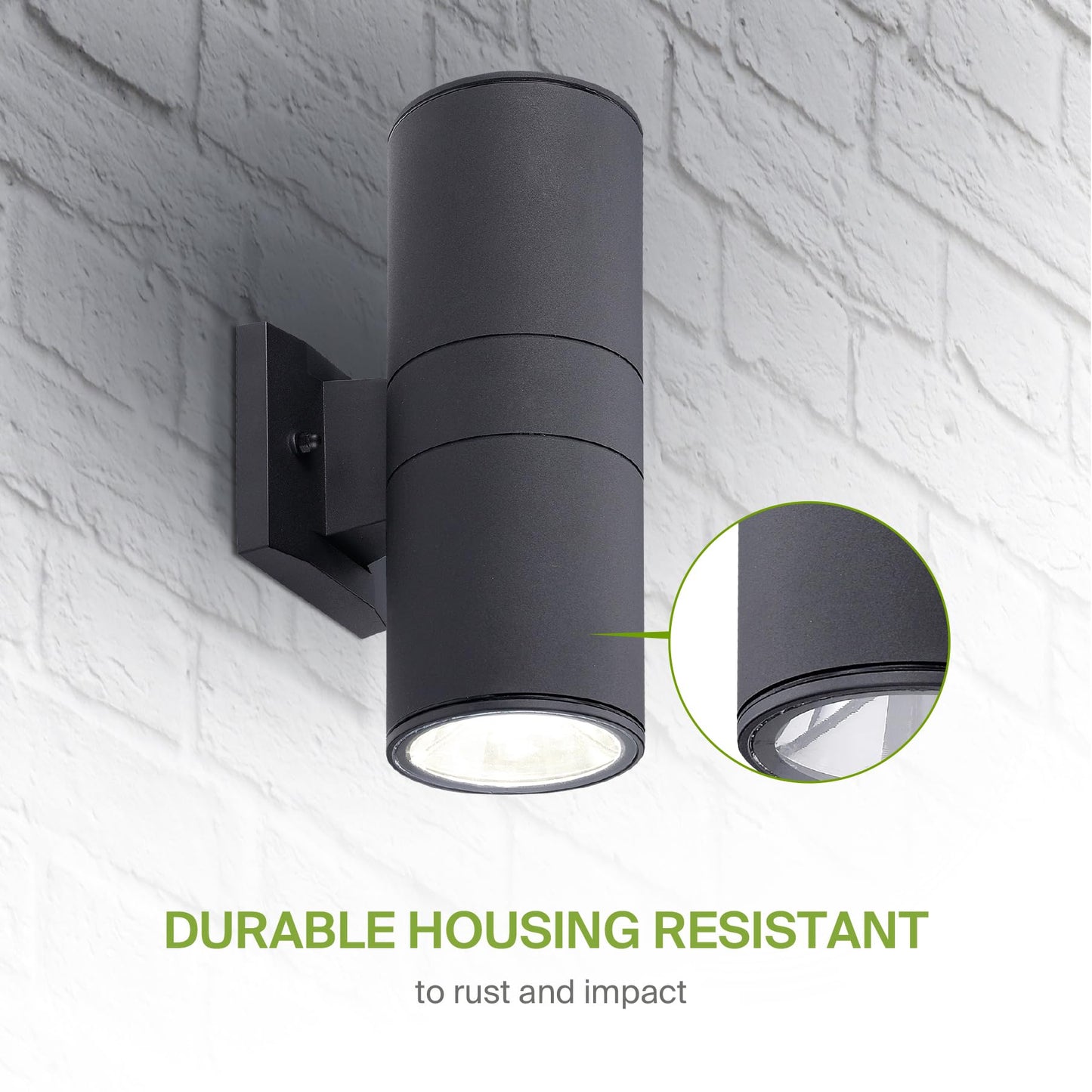 Asd 2 Light Outdoor Wall Light Fixture | 120W E26 Bulb Socket 120V Etl Cylinder Up Down Lights | Led/Cfl/Incandescent Bulb Exterior Wall Sconce | Front Door  Porch  Patio Lighting | Black  2 Pack
