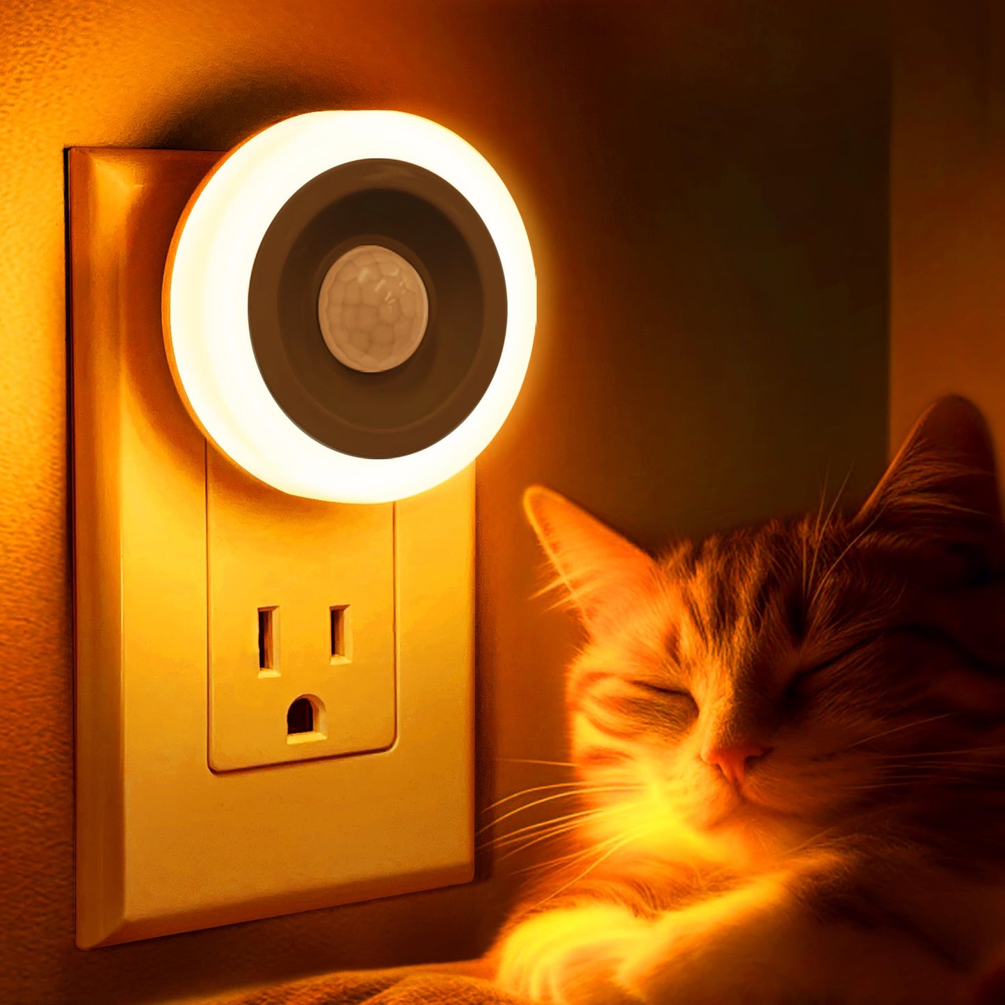 Briignite Motion Sensor Night Light Orange  [2 Pack] Night Lights Plug Into Wall  Auto On/Off Motion Activation Nightlight  Energy-Saving 0.6W Led Amber Night Light  Ideal For Kids  Bedroom  Bathroom