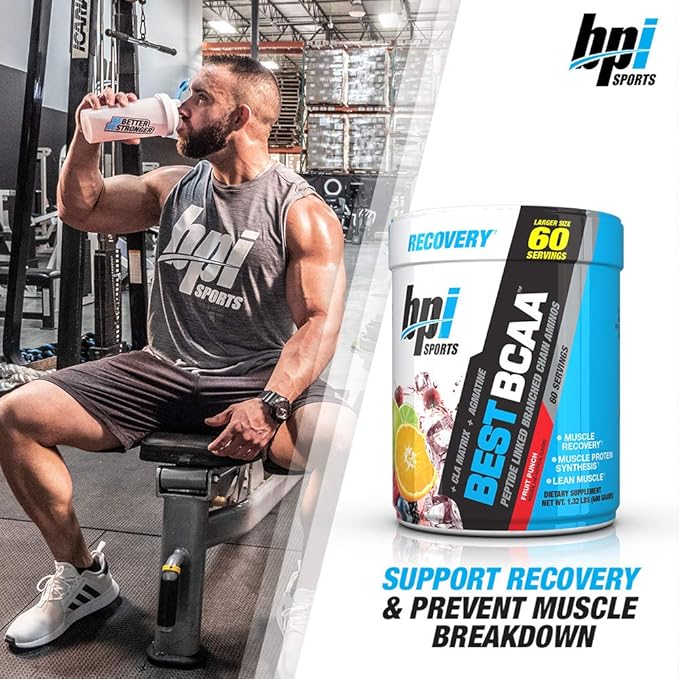 BPI Sports Best BCAA - BCAA Powder - Branched Chain Amino Acids - Muscle Recovery - Muscle Protein Synthesis - Lean Muscle - Improved Performance – Hydration – Fruit Punch - 60 Servings - 1.32 Pound