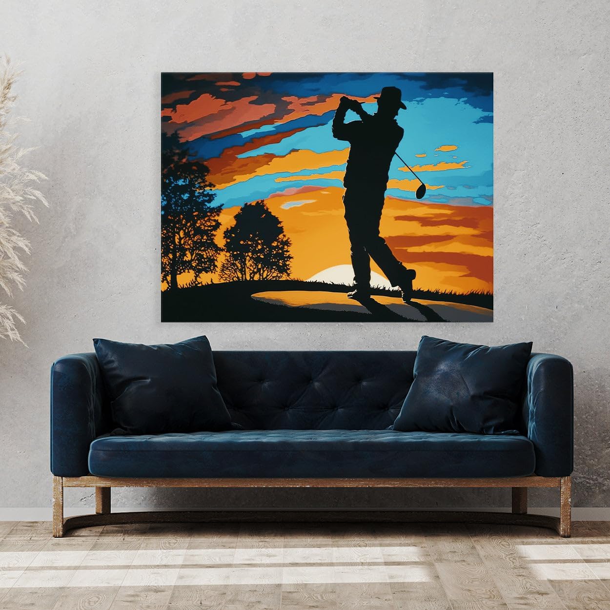 Sense Canvas Golf Golfer Sunrise Sunset 11 Canvas Art - Home Decor Wall Art Print Poster Painting Small 16x12 / 1.5"