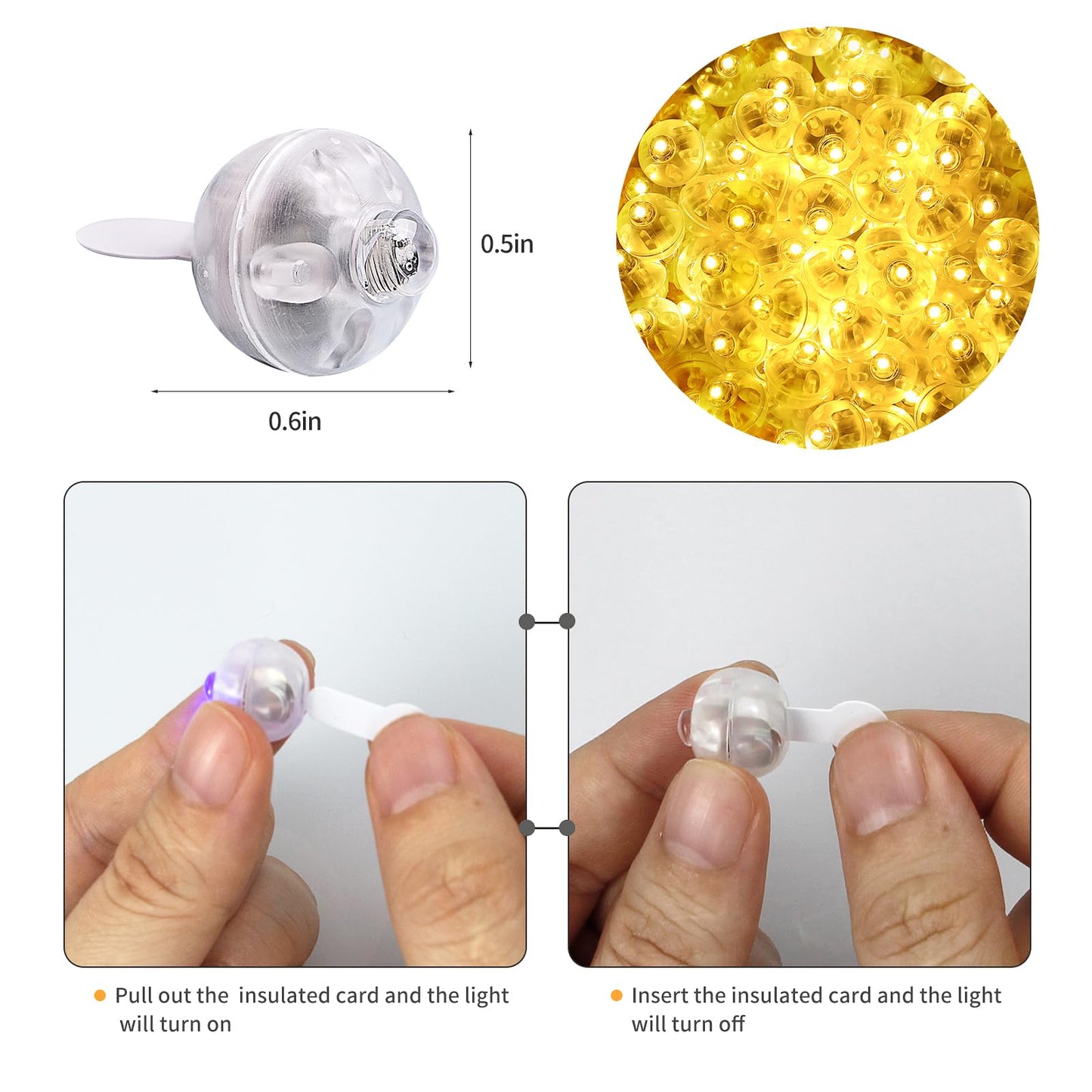 Aogist Yellow LED Balloons Light - 200 PCS Waterproof Mini Round Flash Lamps for Party, Wedding, Birthday, Festival Decor