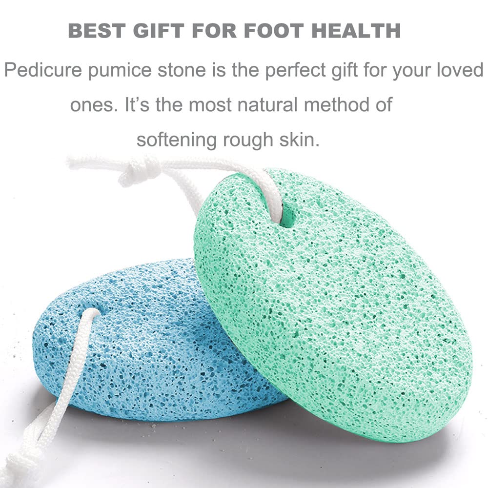 Natural Foot Pumice Stone for Feet, Borogo 2-Pack Lava Pedicure Tools Hard Skin Callus Remover for Feet and Hands -Blue&Green
