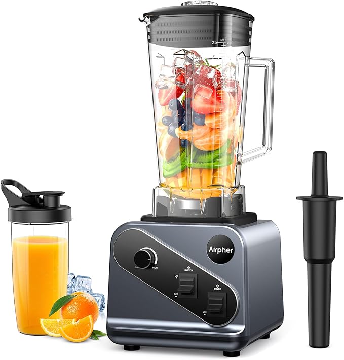 Blenders for Kitchen, 2000W Professional Blender, 68oz Large Capacity with 27oz To-Go cup, Smoothie Blender with 35000RPM to Make Soups, Jams, Frozen Fruit&More, Dishwasher Safe, BPA-Free