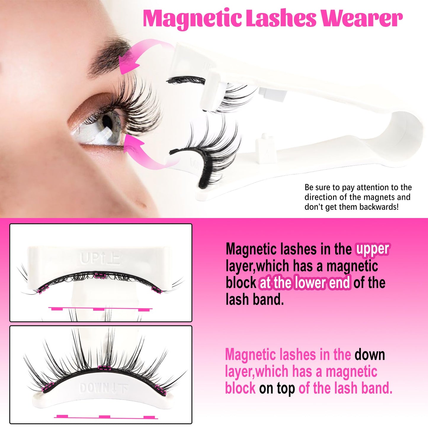 Veleasha Magnetic Eyelashes Manga Lashes Spiky Lash Magnetic Lashes with Applicator Natural Look Reusable No Glue Easy to Apply