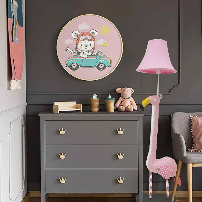 Floor Lamp, Easy-Care Artificial Leather Kids Floor Lamp for Bedroom, 51 Inch Tall Flamingo Hand-Stitched Design Standing Lamp, Package Come with an E26 LED Bulb (Pink Flamingo)