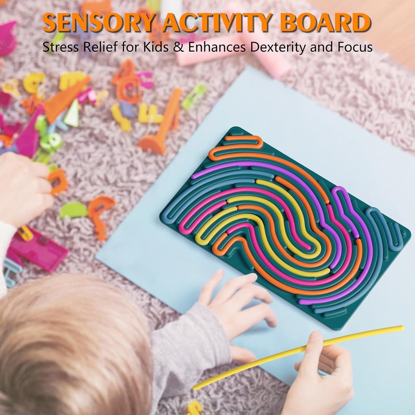 Sensory Fidget Toys for Kids Toddler Boys ,Sensory Activity Board for Stress Anxiety Autistic ADHD, Calm Down Travel Airplane Essentials Toys for 3+ Year Old, Stuffers Gifts for Teens Girls