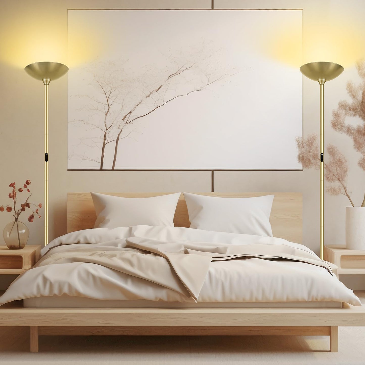 Boostarea Dimmable Floor Lamp 30W 3000Lm Super Bright Led Torchiere Standing Lamp With Remote & Touch Control 71 In Tall Pole Sky Modern Floor Lamps For Living Room Bedroom Office 2700K-6500K Gold
